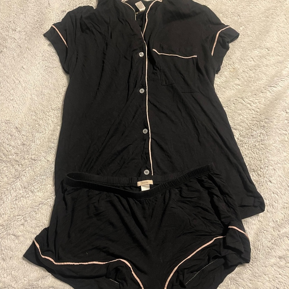 Eberjay Black & Light Pink Short Pajama Set